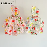 rinilucia baby girls autumn rompers toddler newborn infant princess girl floral ruffles puff sleeve jumpsuits dress clothes