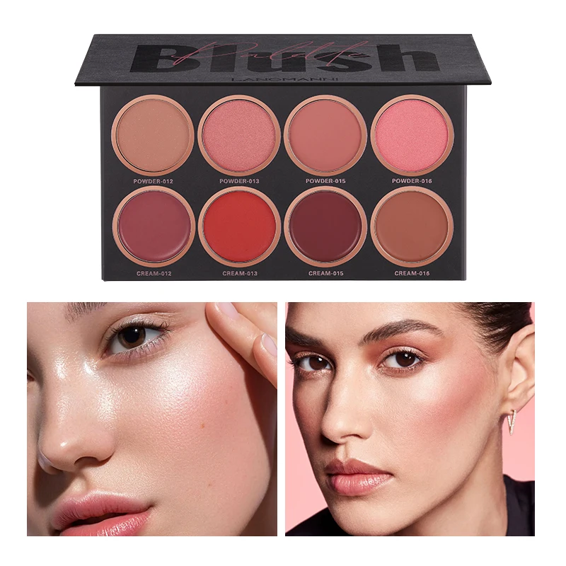 

8 Colors Face Blush Palette Makeup Multi-Color Matte Blusher Lightweight Powder Pallete Check Cosmetics Pink Peach Rouge Set