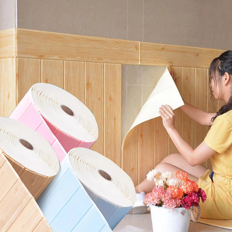 

1Pcs 35*35 3D Wall Sticker Wood Grain Self-adhesive Wallpaper Decoration Bedroom Living Room TV Background