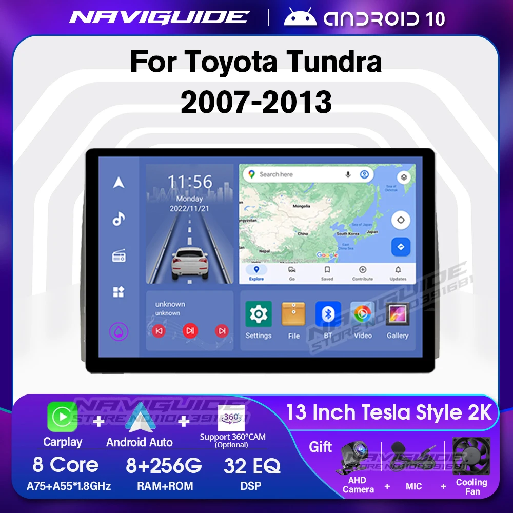 

NAVIGUIDE 13inch 2K Screen Car Radio For Toyota Tundra 2007-2013 Carplay 1920*1200P Autoradio Bluetooth Video Multimedia Player
