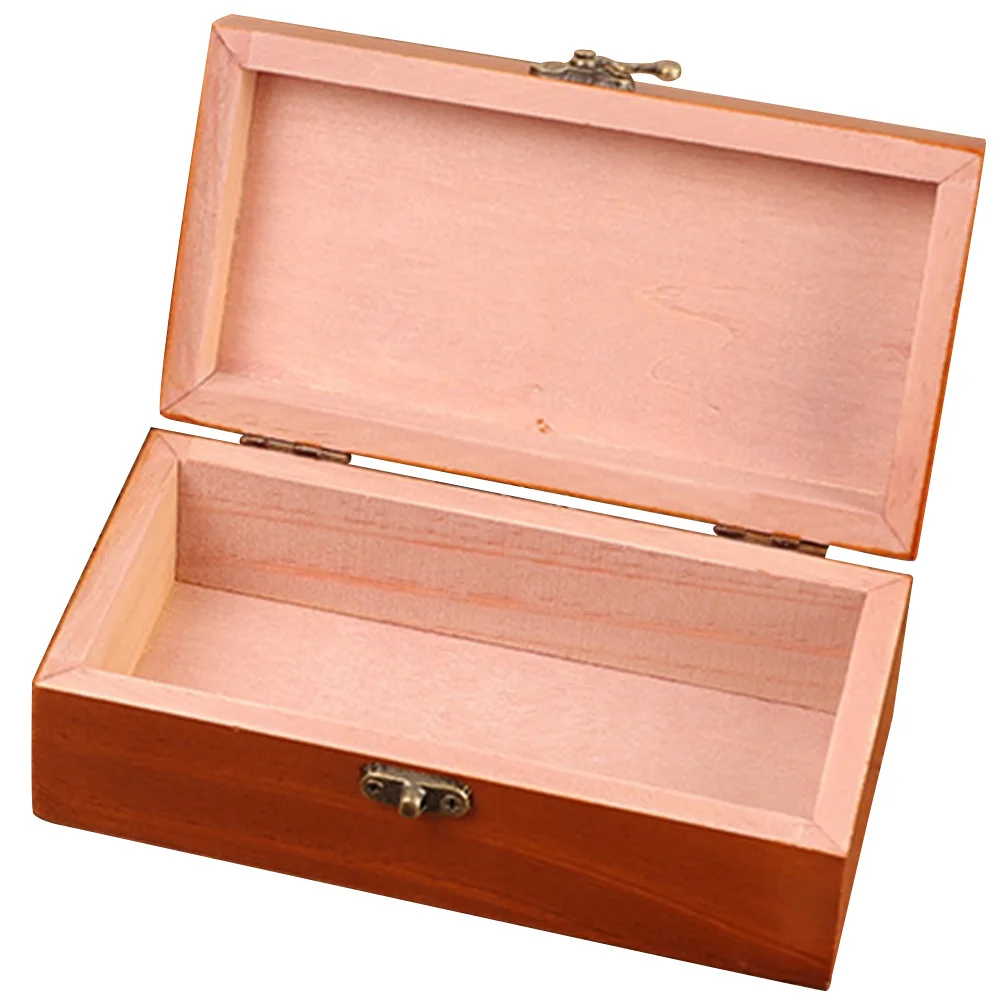 

Box Jewelry Storage Wooden Wood Treasure Trinket Case Organizer Bank Vintage Coin Boxes Gift Retro Container Keepsakes Rings