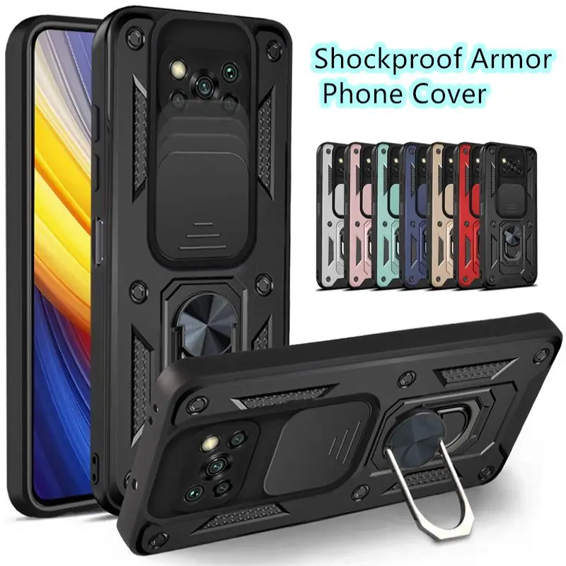 

For Xiaomi Pocophone Poco X3 Pro Case Camouflage Magnetic Car Holder Ring Shockproof Armor Phone Case for Poco X3 NFC Back Cover
