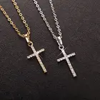 Модные женские подвески крест Прямая поставка золотой черный цвет кристалл крест Иисуса кулон ожерелье ювелирные изделия для мужчинженщин оптовая продажа