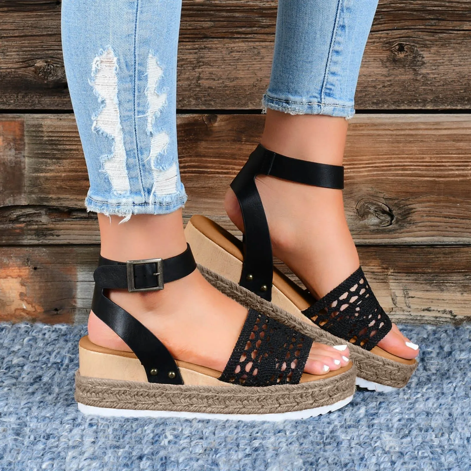 

Women Sandals Lightweight Wedges Shoes For Women Casual Summer Platform Hollow Out Sandals With Heels Sandalias Mujer