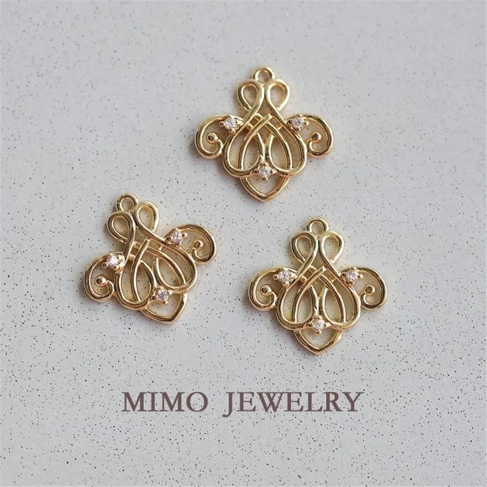 Цветной медный позолоченный кулон с микроинкрустацией цирконом в стиле ретро