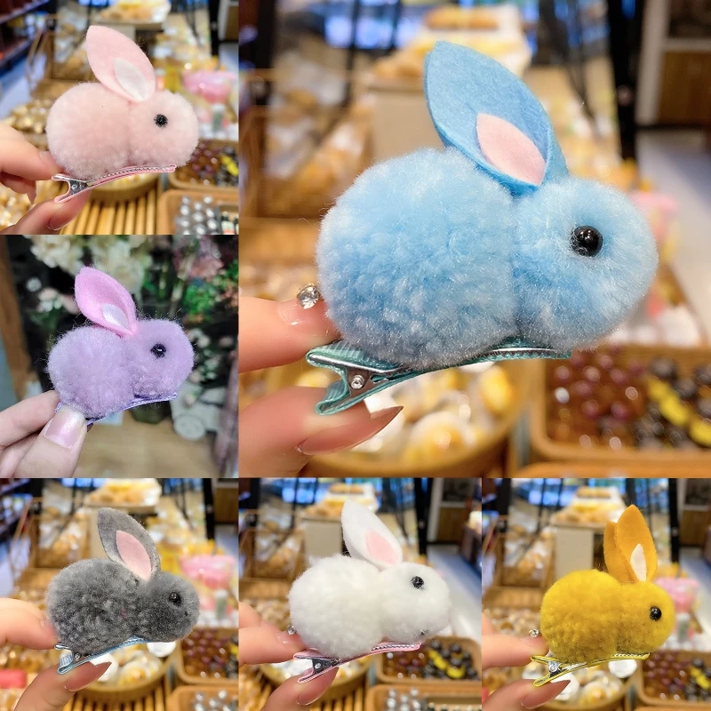 

2022 Cute Rabbit Shape Hairpins Female Cartoon Animals Clips Headdress Cartoon Style Barrette Cute Bunny Hair Clip for Women