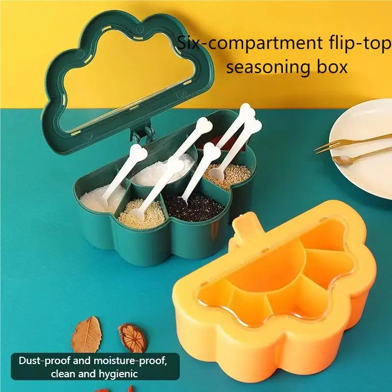 Кухонная коробка для приправ с несколькими ячейками стеллаж соли перца специй