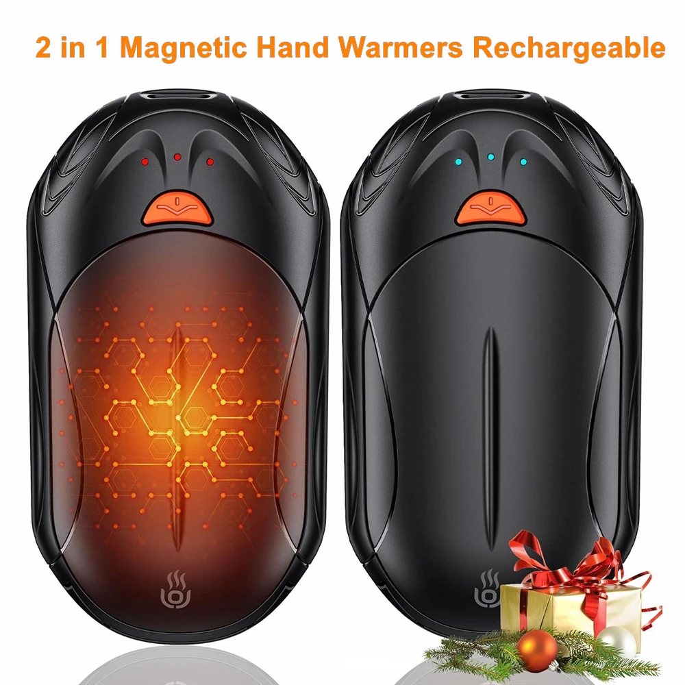 New 2 in 1 Magnetic Hand Warmers Rechargeable 6000mAh Electric Smart Chips 20Hrs Long Safe Heat Pocket Heater Gifts
