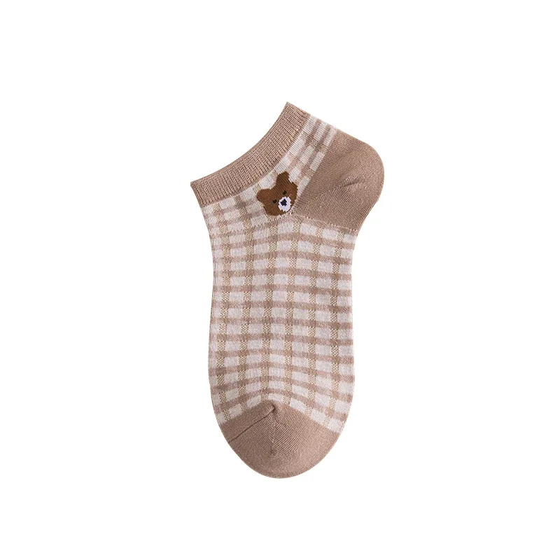 Милые тонкие хлопковые носки с мультяшным медведем Женские Простые повседневные