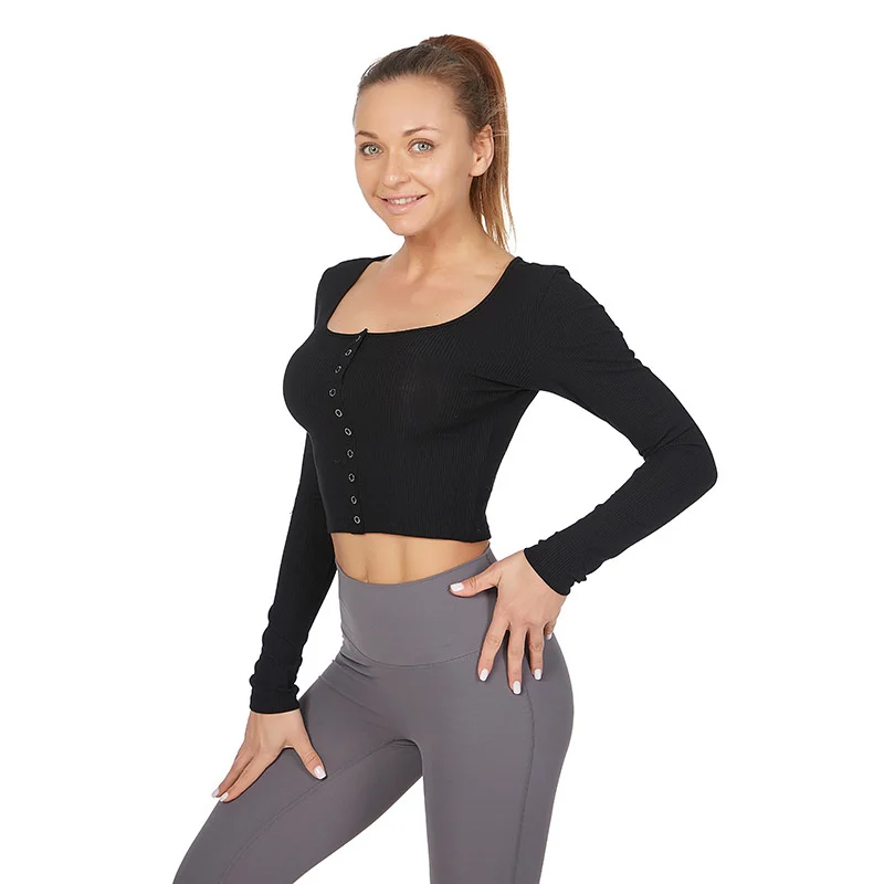 

Новая стильная одежда для йоги GymHUB, женская одежда с длинным рукавом, в полоску, с открытым пупком, сексуальная облегающая Спортивная одежда...