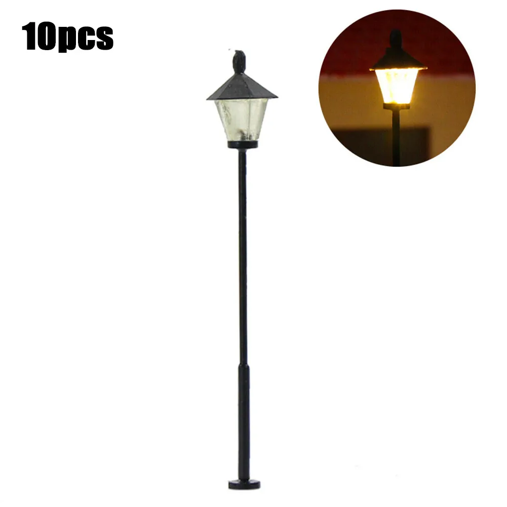 

10pcs 1: 160 Model Street Light LED Park Lanterns Lamps LED Garden Landscape Light Railway Bonsai Decor Garden Decor