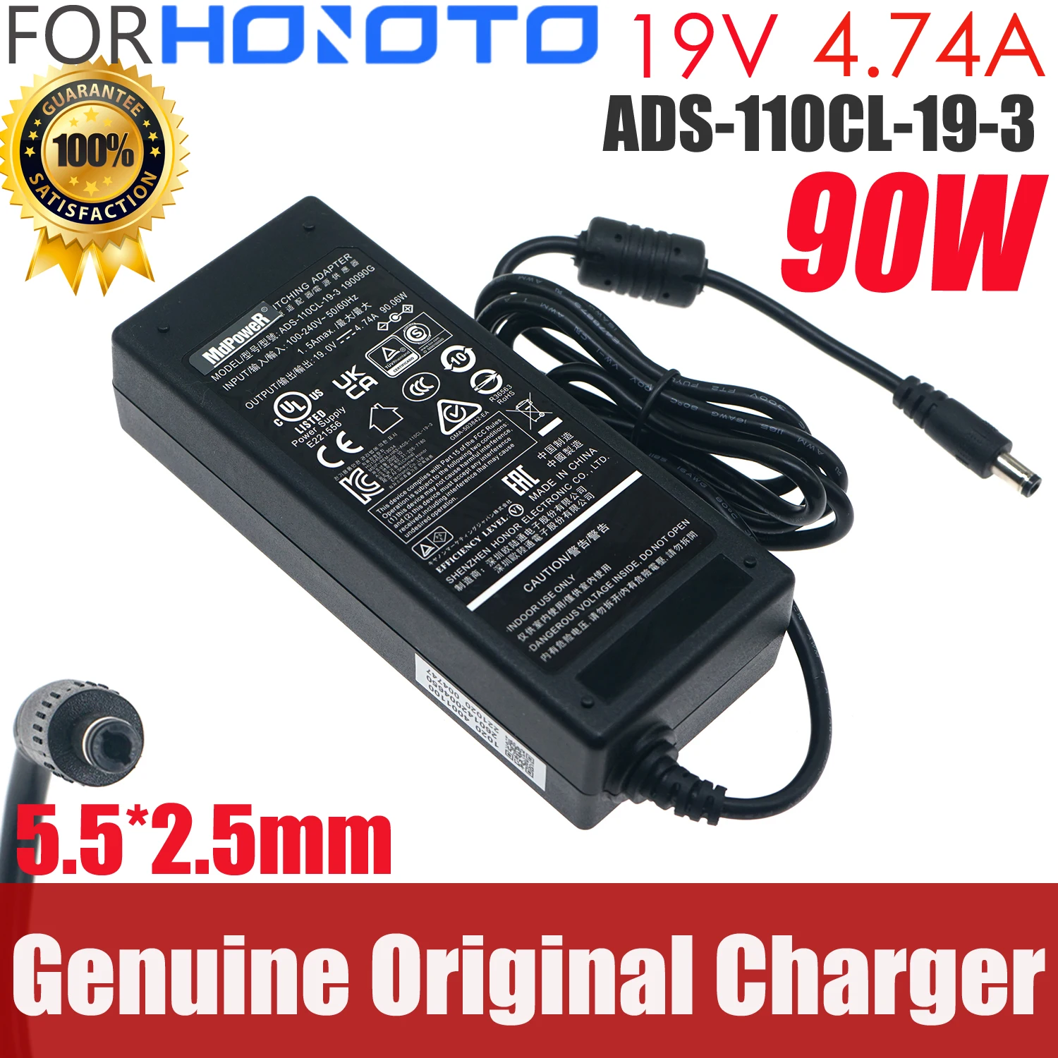 Фото Новый оригинальный адаптер питания Honoto 19V 4.74A AC/DC ADS-110CL-19-3 для монитора MSI Optix MAG301CR2, блок питания ADS-110DL-19-1 №1