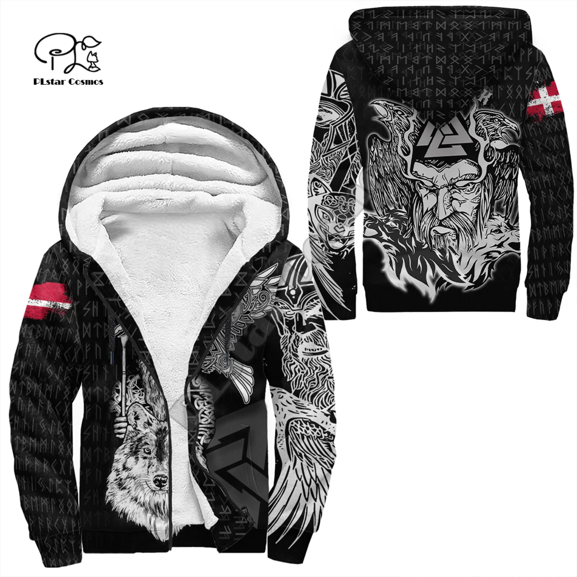 

Newest Viking Warriors Norse God Odin Retro Fenrir Tattoo 3DPrint Unisex Autumn Winter Warm Coat Fleece Jacket Funny Hoodies X3