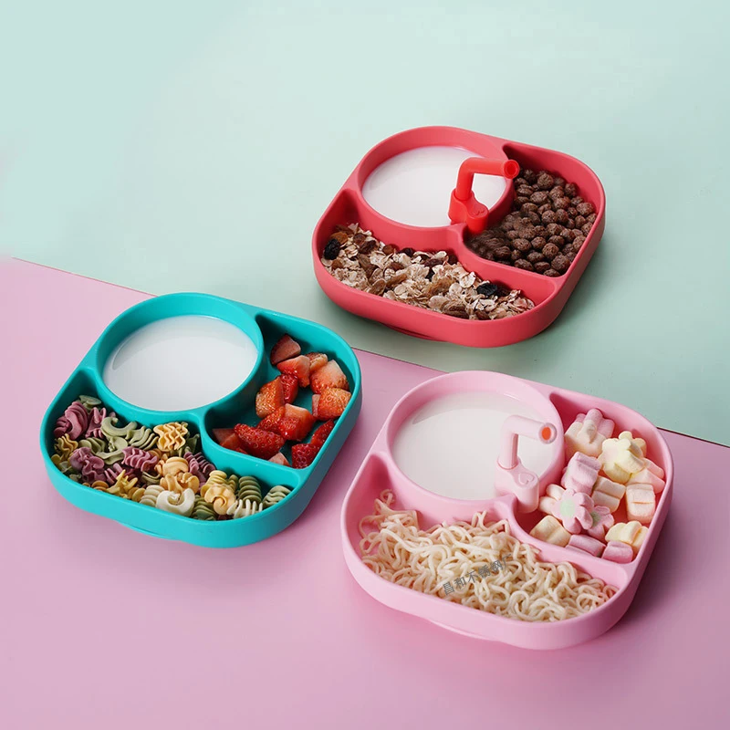 

Children Dining Dishes Toddler Training Tableware Silicone Baby Plate with Suctio Kids Plate Feeding Sucker Bowl