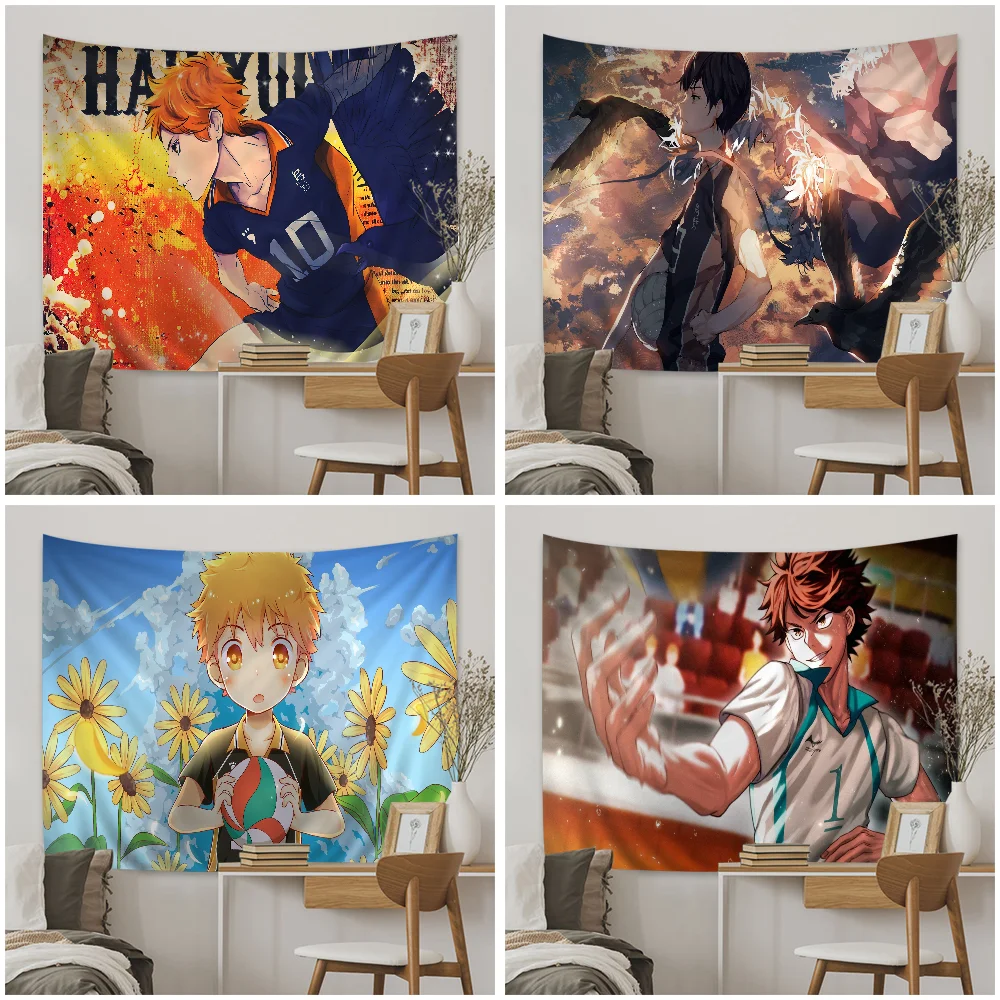 Haikyuu Богемный Гобелен Хиппи Настенный Полиэстер Хлопок Мультяшный Принт