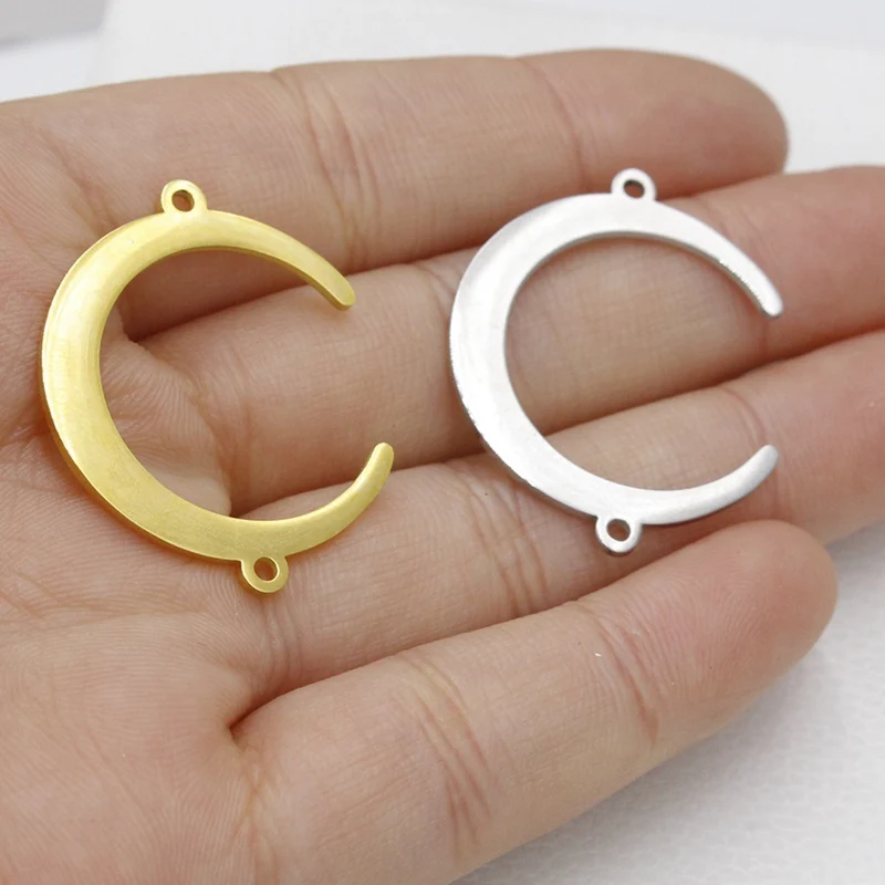 

5pcs Stainless Steel Moon Bracelet Connectors Jewelry Making DIY Handmade Accessories Necklace Gold Color Charms Pendant