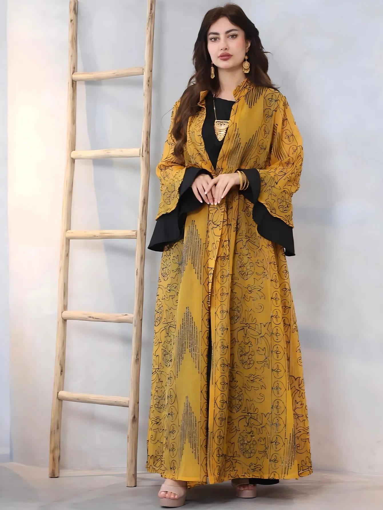 2 шт. Ид мусульманское женское платье макси Ислам Джеллаба Джалабия Рамадан