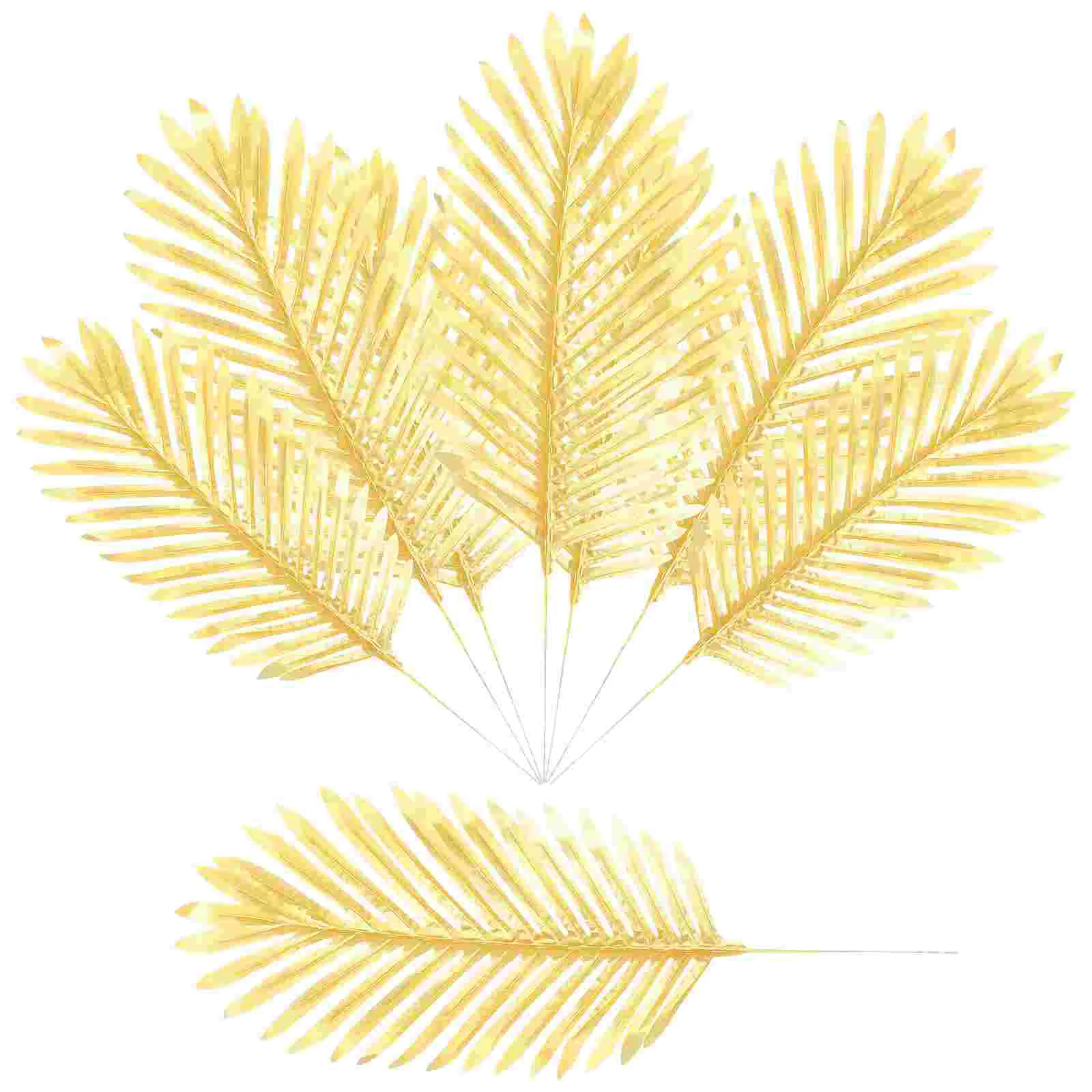 

12pcs Hawaii Party Decorative Fake Leaf Decor Golden Fake Leaf Model Party Background Leaf Decor