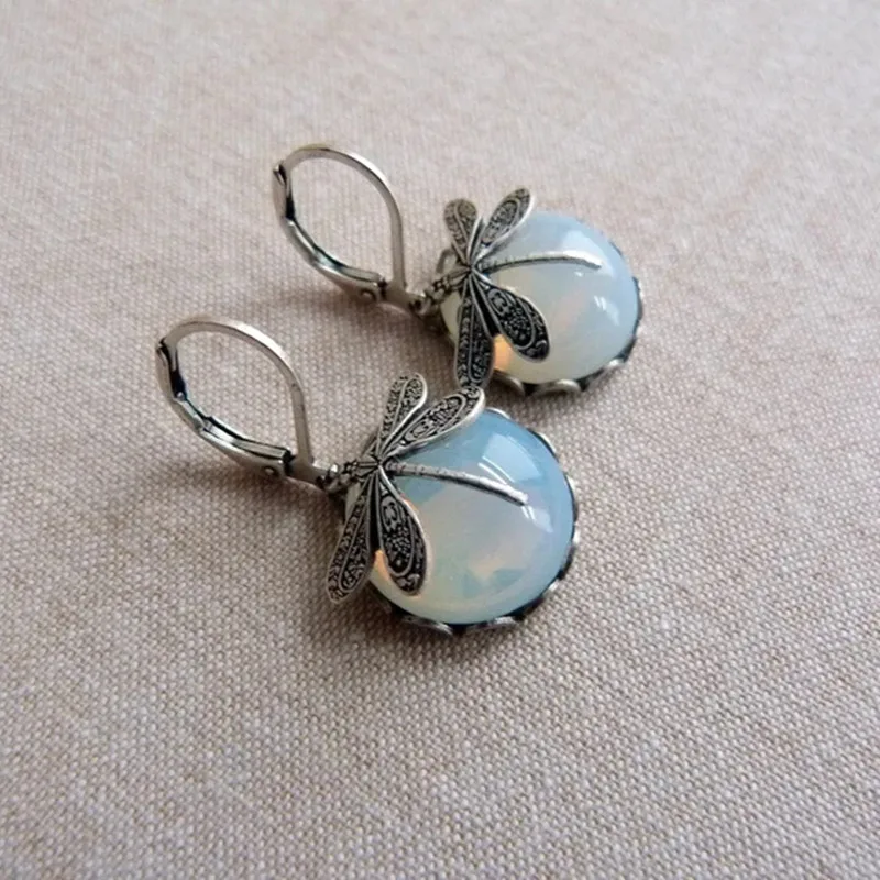 

Creative Fashion Women Rainbow Moonstone Jewelry Vintage Earrings Ethnic Tribal Antique Eardrop