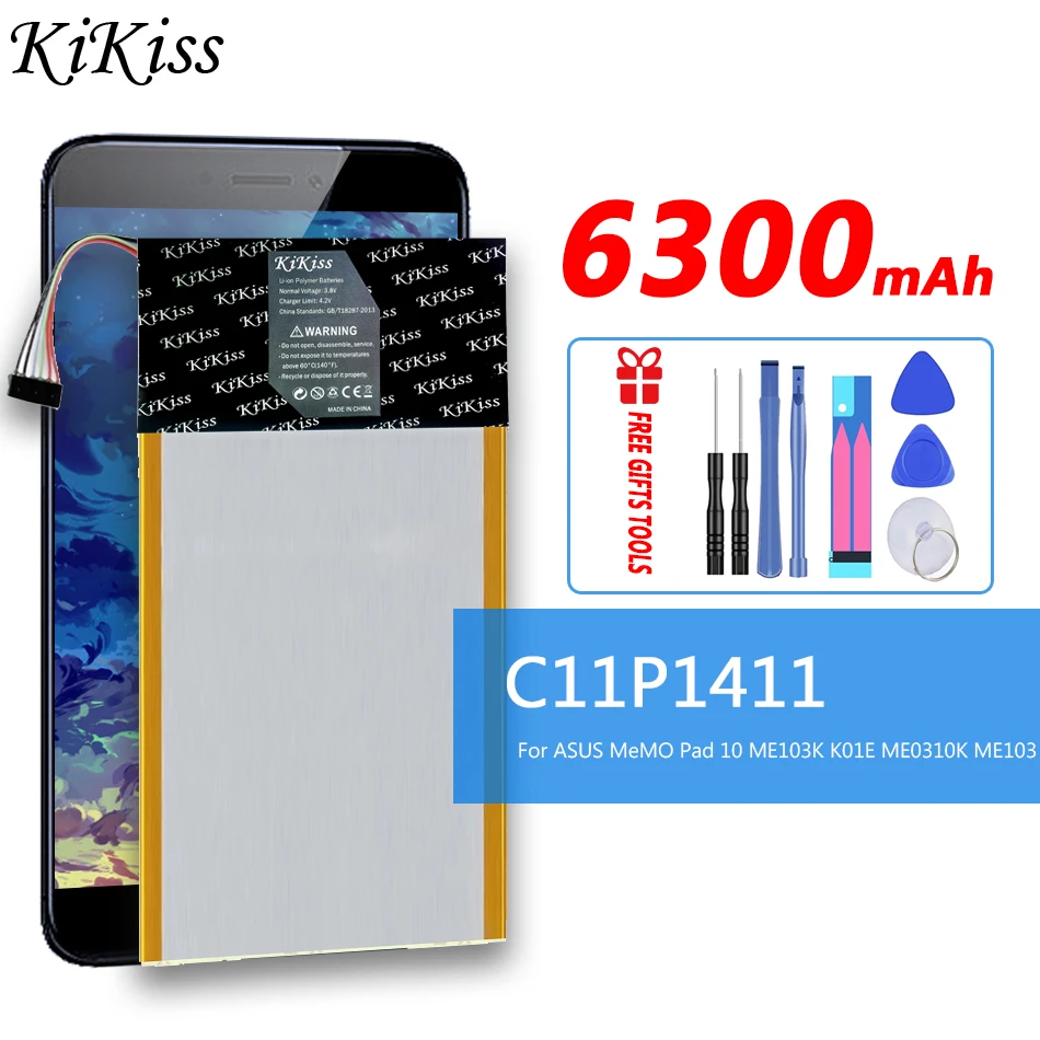 

KiKiss Battery C11P1411 for ASUS MeMO Pad 10 Pad10 ME103K K01E ME0310K ME103 6300mAh High Capacity Batteries