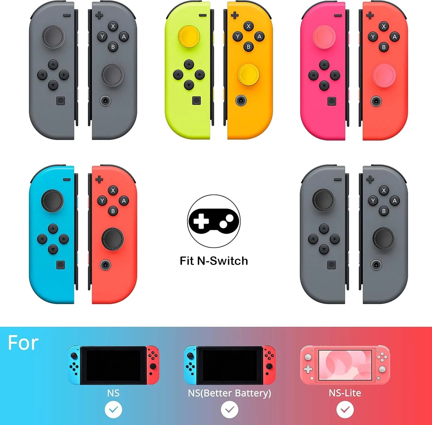 Фото 8 шт. сменная крышка джойстика для переключателя Joy-con Switch Lite Joycon Grip Button Stick Cover 3D Analog Cap Skin Repair №3