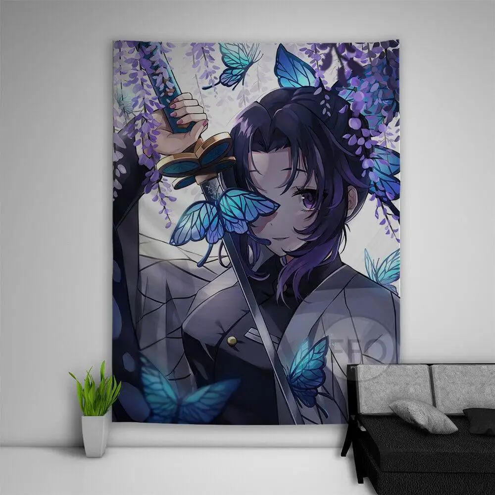 Постер с рассекающим демонов кавайным Манга Аниме гобелен Декор для комнаты