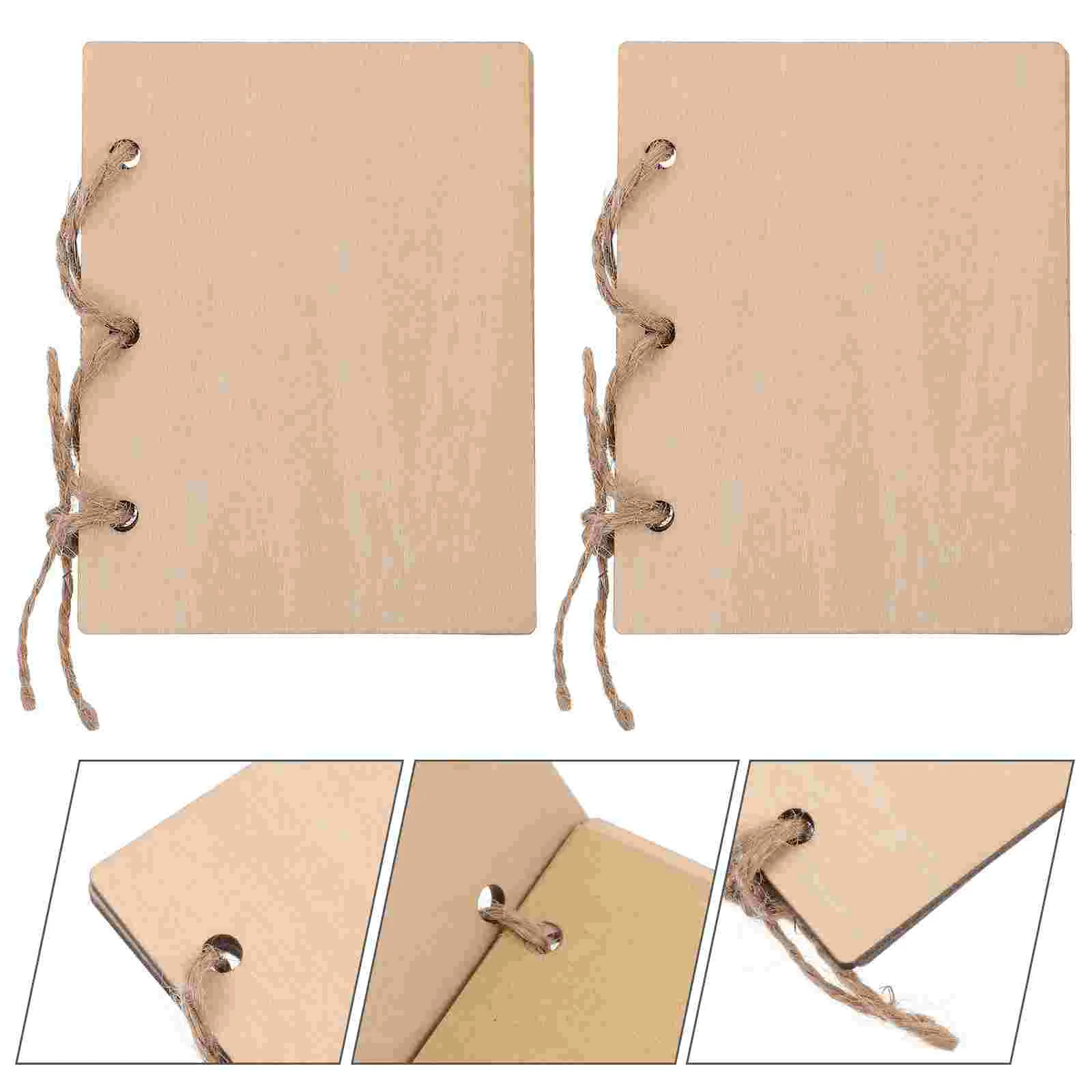 

2 Pcs Gifts Wedding Swearing Books Hand Card Vows His Hers Cards Wooden Bow Keepsake Bride