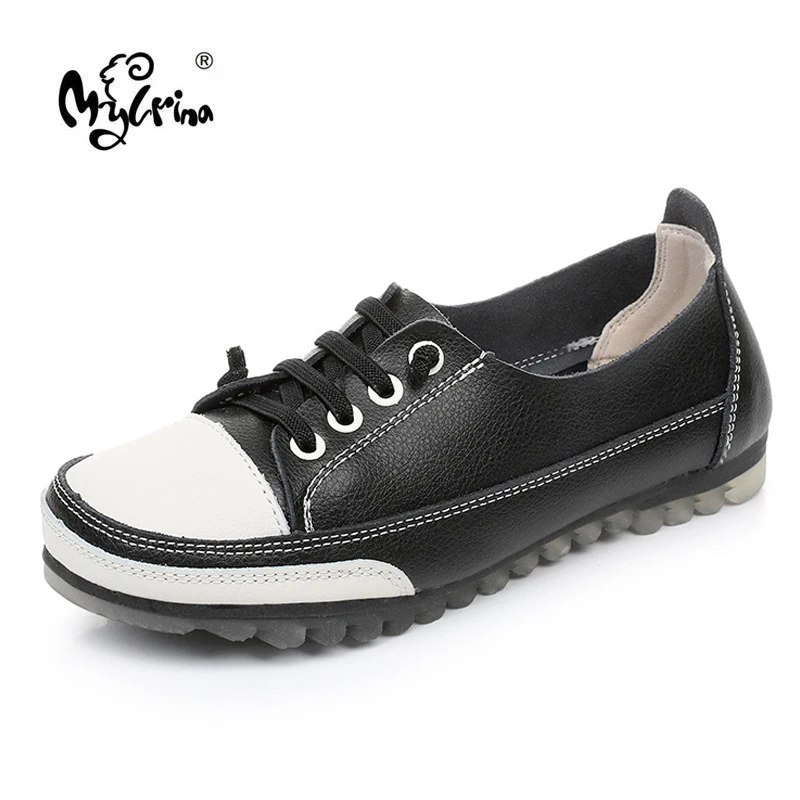 

Spring Women Vulcanized Shoes 2022 New Fashion Genuine Leather Women Sneakers Breathable Walking Running Shoes Plus Size 41