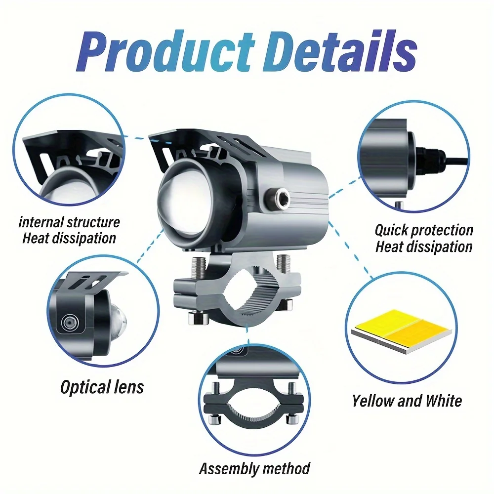 Светодиодная Фара Для Мотоцикла Вспомогательная Лампа Белый/желтый Дальний Свет