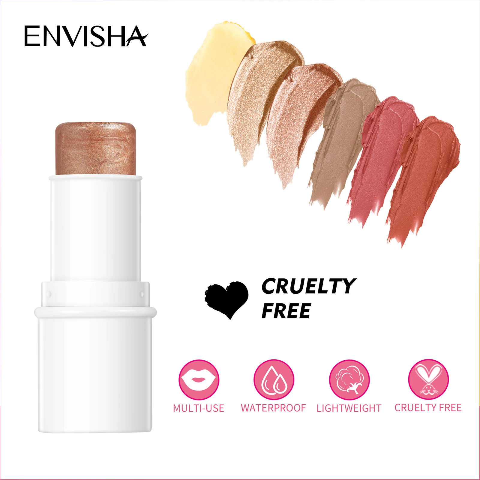 

ENVISHA Sexy 6 Colors Blusher Stick Makeup Long-lasting Matte Natural Cheek Brightens Pink Beauty Cosmetics Lipstick Eyeshadow
