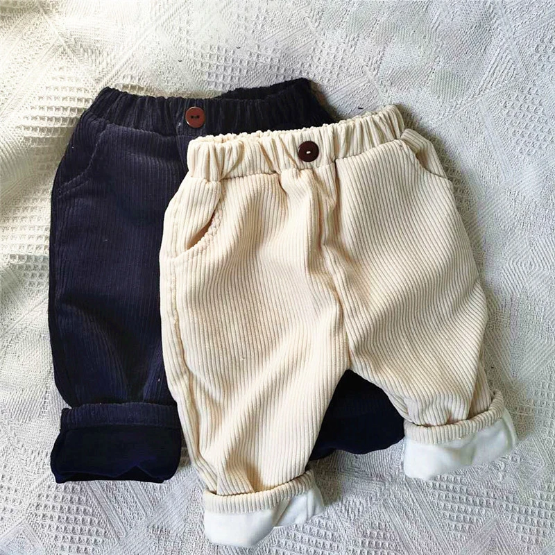 

Winter Corduroy Infant Boy Girls Pants 6M-3Years Velvet Harem Pants Casual Toddler Baby Warm Autumn Children Clothing Trousers