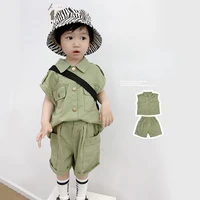 2022 toddler boys clothes sets children fashion clothing kids top and short suit korean baby infant summer vest two piece outfit