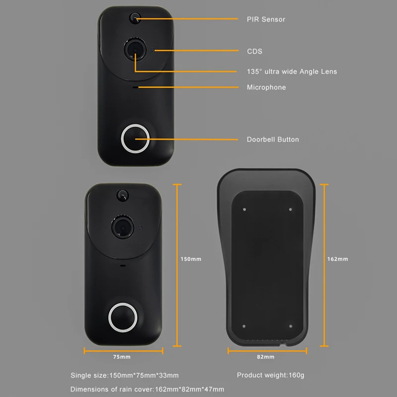 Умный наружный видеоглаз беспроводной 1080P ночное видение Водонепроницаемый IP Wi-Fi