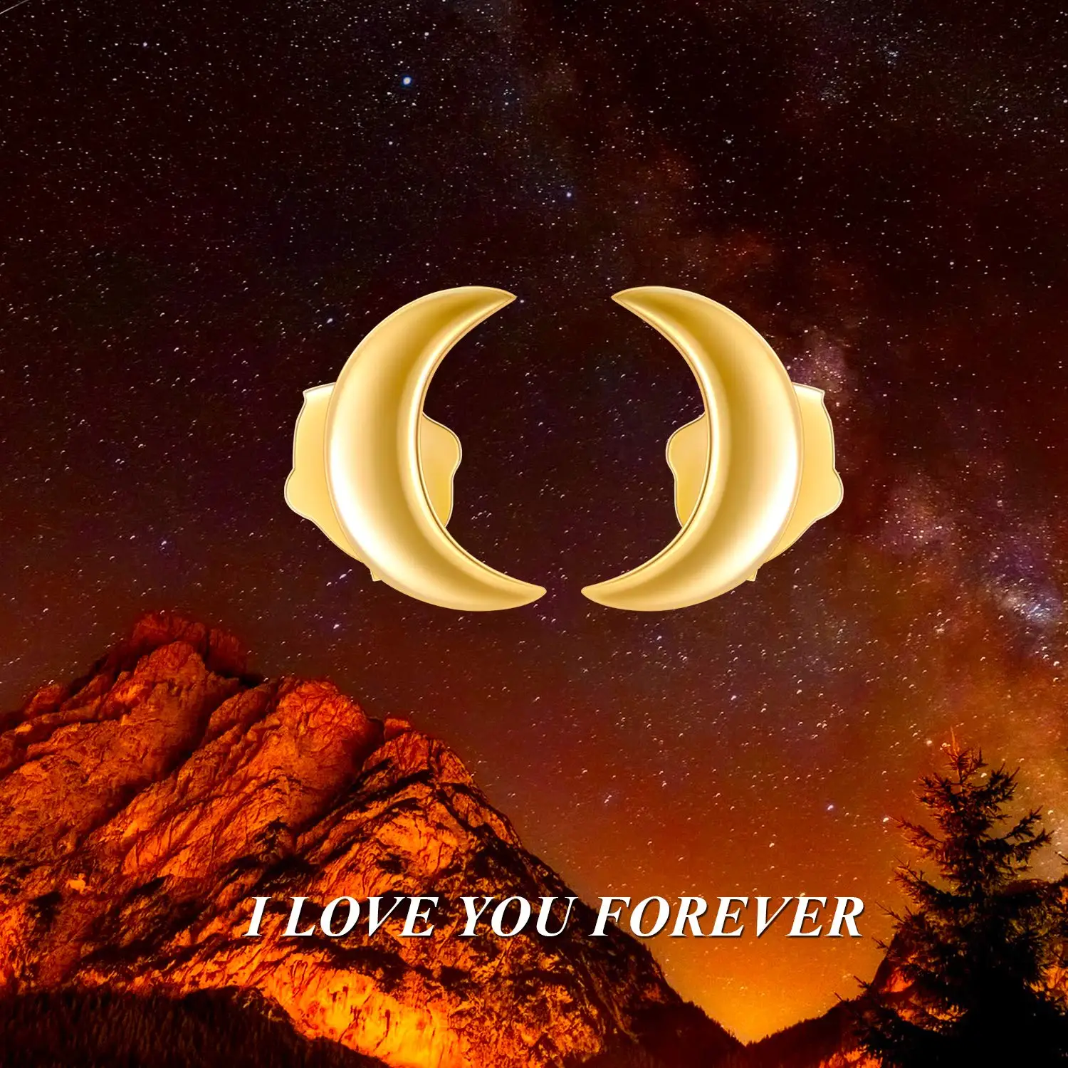 Однотонные серьги-гвоздики YFN из 14-каратного золота с Луной серьги настоящего 14