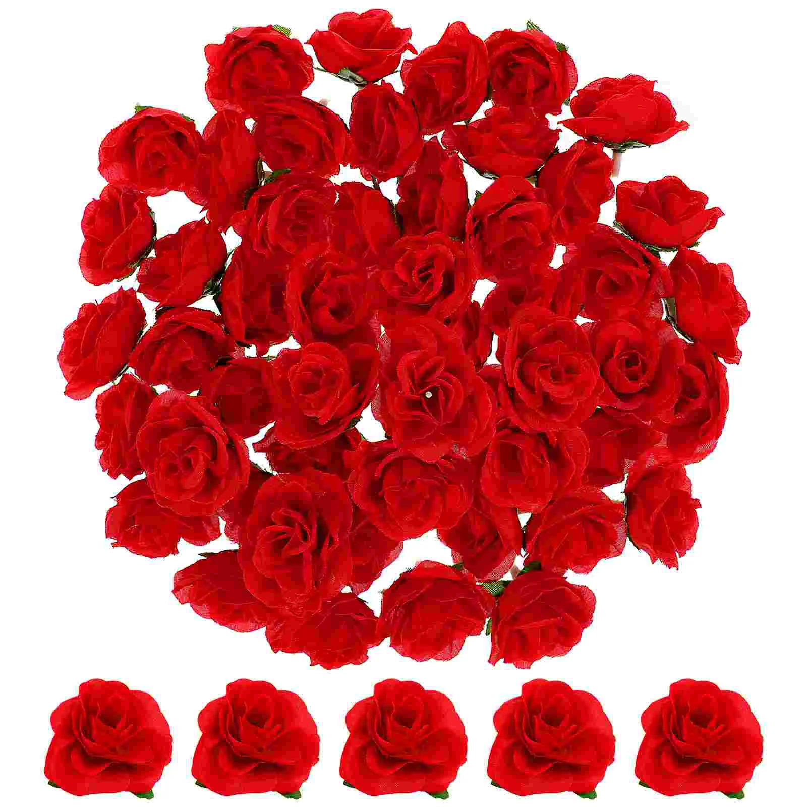 

50PCS Stemless Rose Flower, Artificial Rose for Wedding Bride Bouquet DIY Crafts,