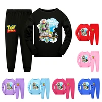 disney toy story spring and autumn cartoon imitation cotton milk silk mens and womens long sleeved trousers pajamas set
