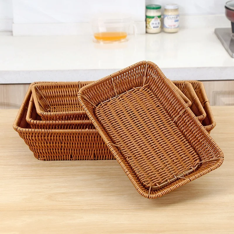 

Imitation Rattan Basket Full Iron Frame Woven Fruit Basket Bread Basket Sundries Basket Supermarket Display Basket