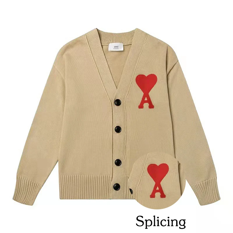 Повседневная Толстовка AMI мужской кардиган с V-образным вырезом Мужская Толстая