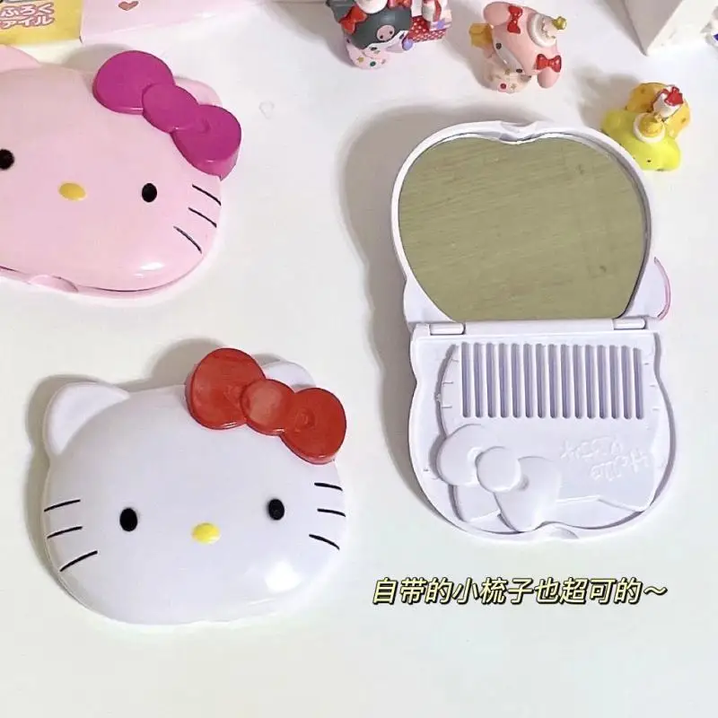 

Sanriod Hellokittys Series Anime Kawaii New Mirror Makeup Comb Mirror Integrated Mirror Portable Folding Small Mirror Girl Gift