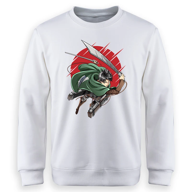 

Толстовка унисекс из флиса с круглым вырезом и принтом «атака на Титанов»