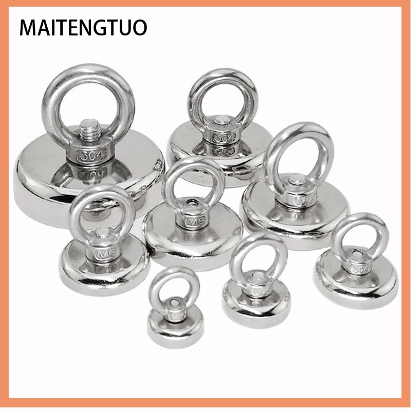 

Strong powerful Fishing Salvage Neodymium Magnet Double-side Pulling Mounting Pot with ring gear deep sea hunter holder