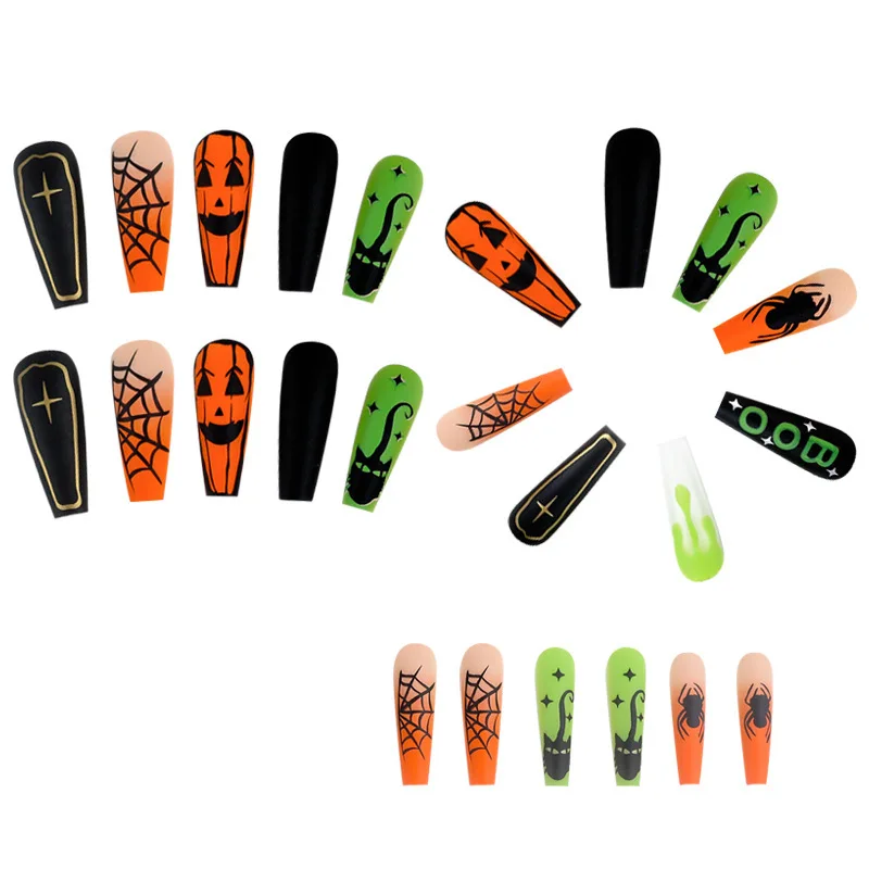 Nail Art Хэллоуин Nail Piece 2024, носимые длинные INS Style Horror Spider Web Nail Piece Nail Art Patch Готовый продукт (art.: 3920ca48fa401) - 3920ca48fa401