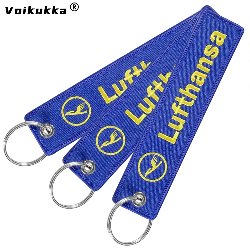 Voikukka Jewelry Deutsche Lufthansa логотип с обеих сторон вышивка брелок Подвеска бирки прямоугольная цепочка для ключей сувенир оптом (art.: 3920bf51ca4e3) - 3920bf51ca4e3