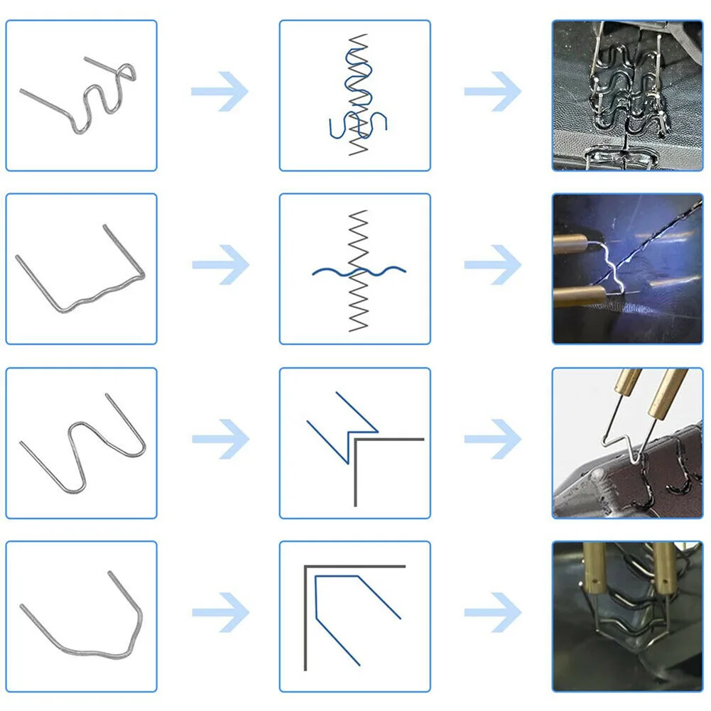 

1200pcs Stainless Steel Welding Nail 0.6/0.8mm Wave/flat/V/M Staples Plastic Welding Car Bumper Repairing Tool Accessories