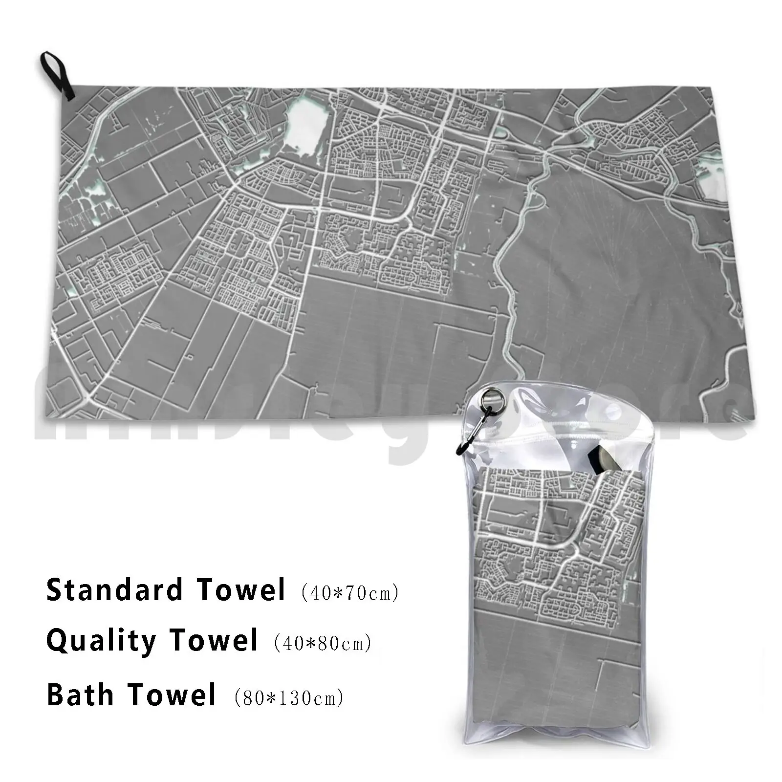 Bath Towel Amstelveen Netherlands Grey Map White Road