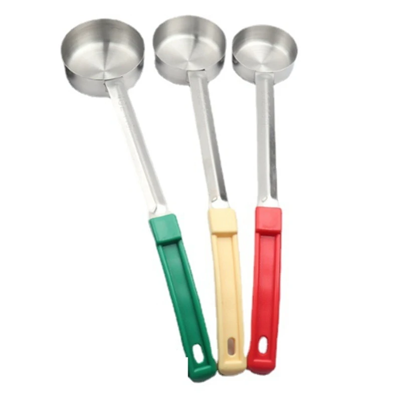 

Stainless Steel Portion Control Solid Serving Spoon 3-Piece Combo Set 2Oz, 3Oz, 4Oz Cooking Spoon Flat Bottom Spoon