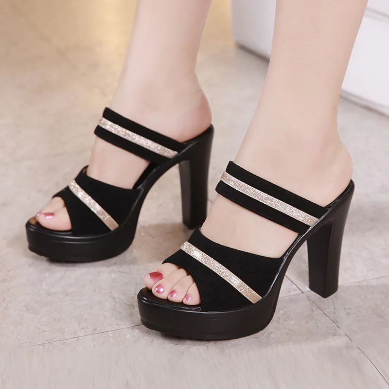 

Women's Summer Sandals 2022 High Heels Slides Women Office Platform Shoes Woman Ladies Slippers Plus Size 32 33 34 43