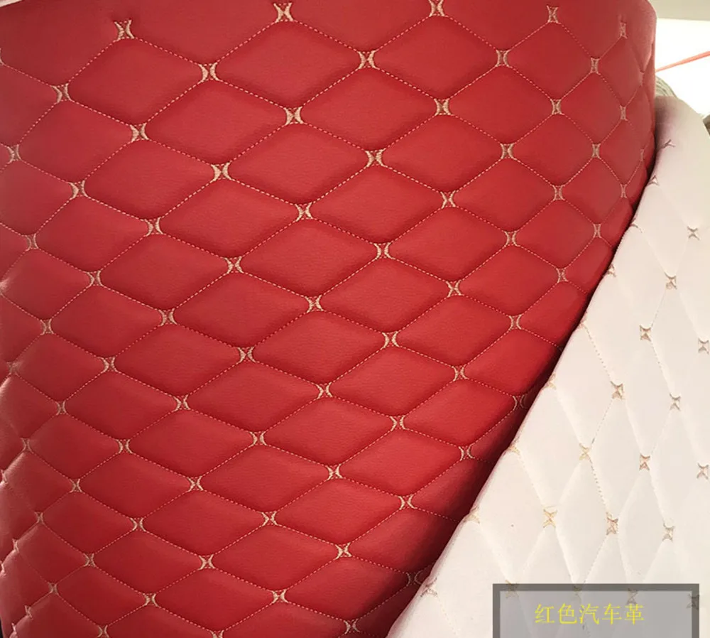 50*155cm Car  pu leather embroidery upholstery  fabric cushion foot pad car roof bedside leather  door decoration sponge images - 6