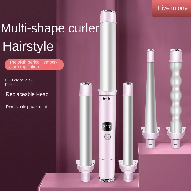 5 in 1 Anion Replaceable Curling Bar Hair Curler Makawi Curls Irons Modeler Tools Styling Appliances Care Beauty Health