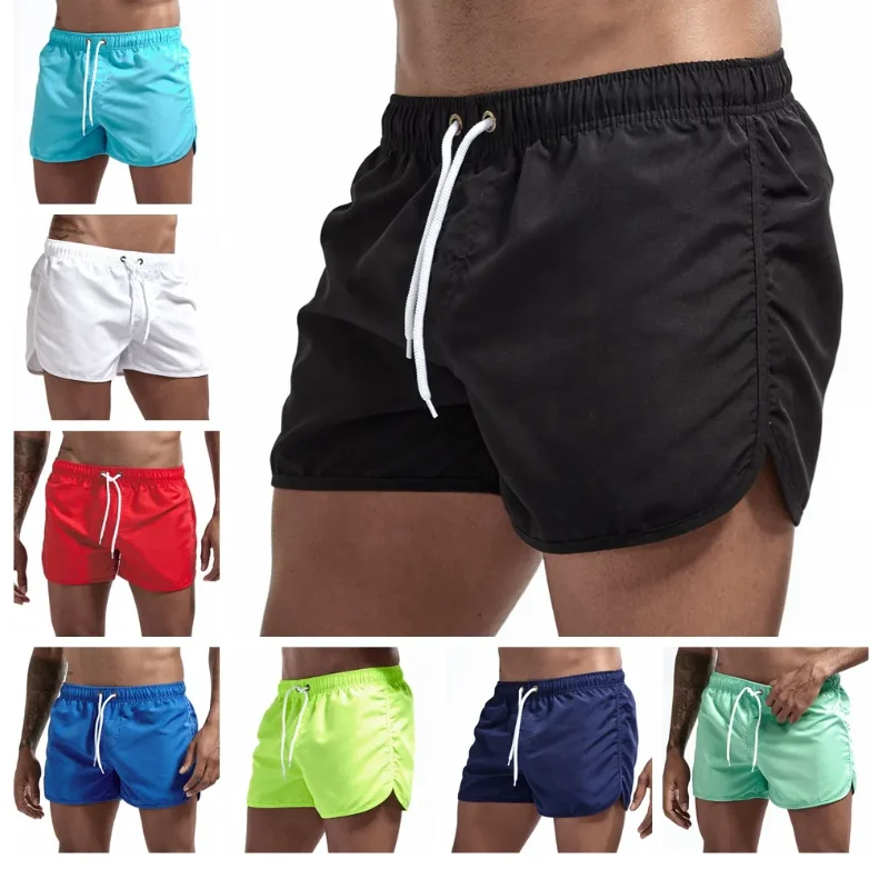

2023 Summer Men's Swimwear Shorts Brand Beachwear Sexy Swim Trunks Men Swimsuit Low Waist Breathable Beach Wear Surf Board